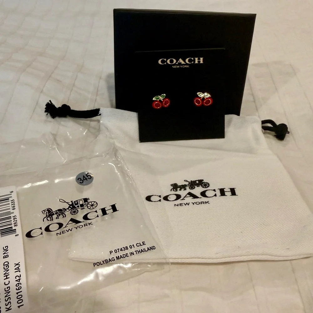 Coach Red and Green Cherry Earrings - Picture 4 of 4